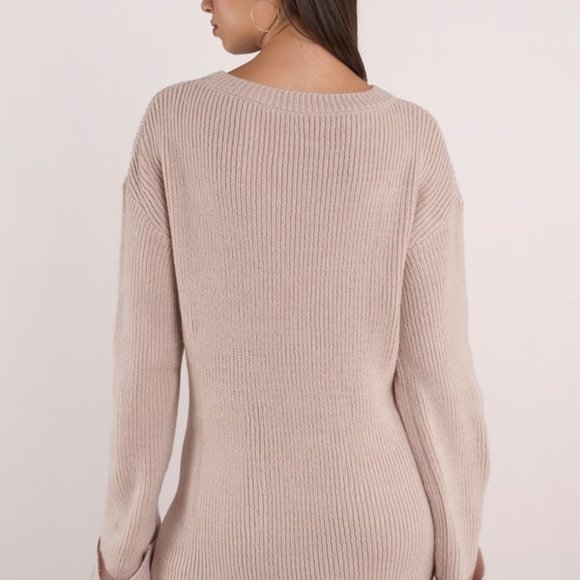 TOBI ALLISON CUFFED SLEEVE SWEATER DRESS IN ROSE - Picture 3 of 7